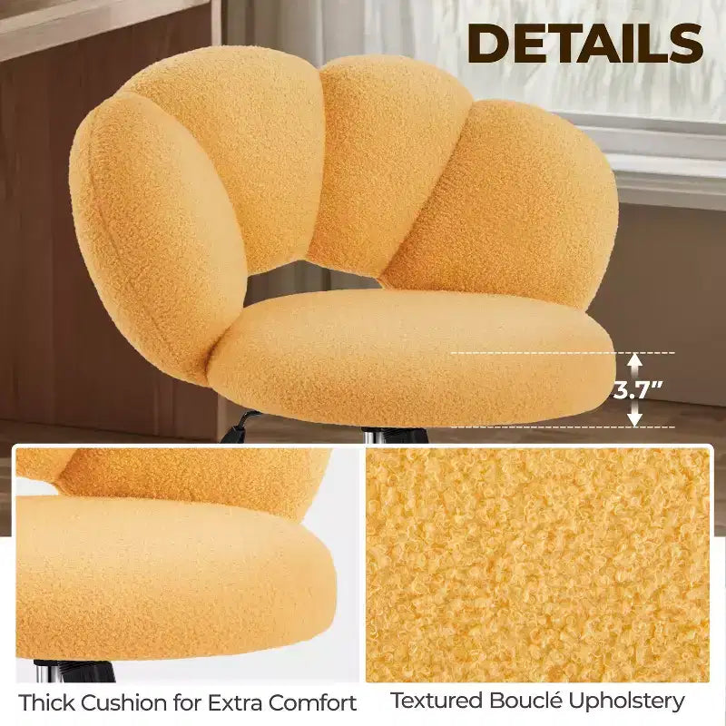 Chaise de coiffeuse Yaheetech rembourrée en bouclette à roulettes