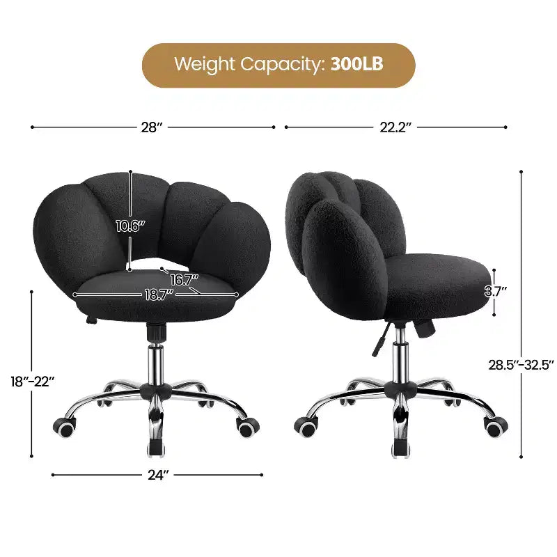 Chaise de coiffeuse Yaheetech rembourrée en bouclette à roulettes