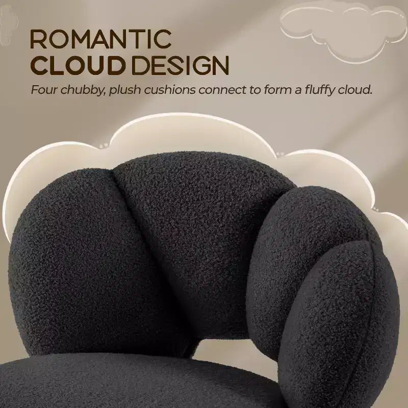 Chaise de coiffeuse Yaheetech rembourrée en bouclette à roulettes