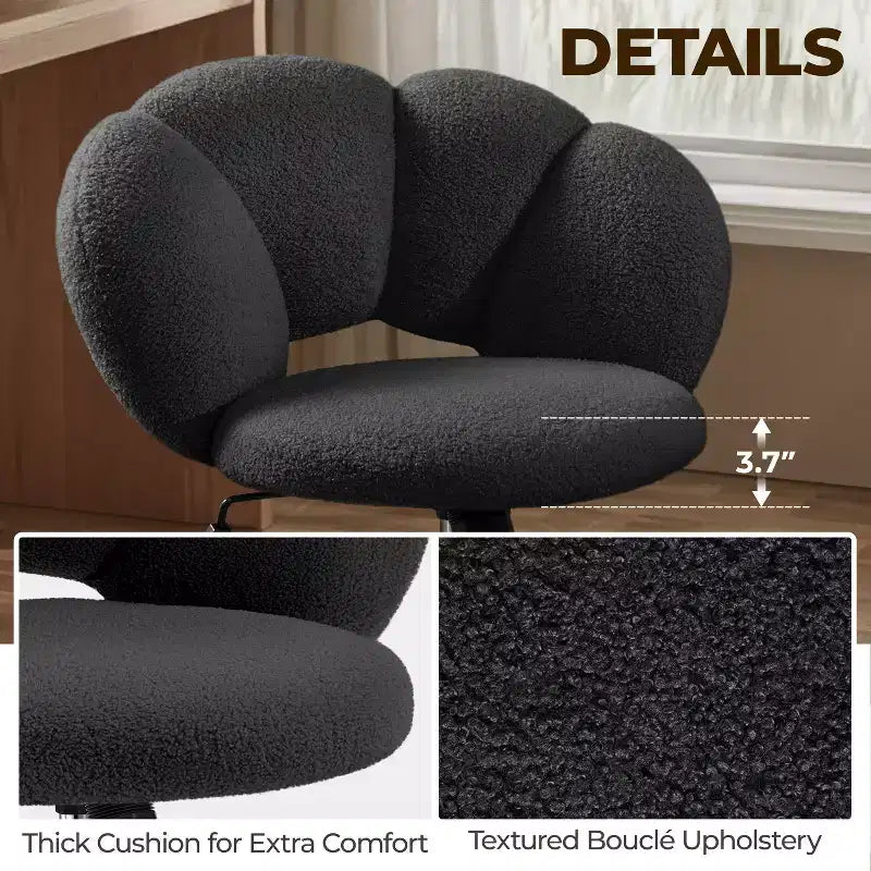 Chaise de coiffeuse Yaheetech rembourrée en bouclette à roulettes