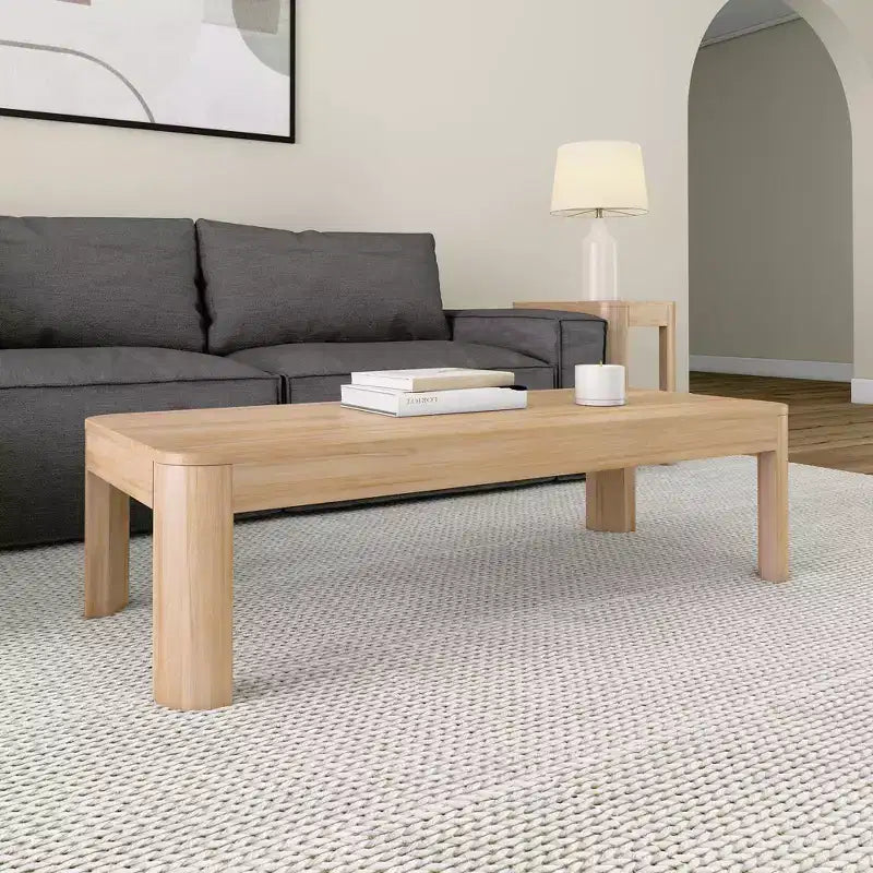 Table basse rectangulaire moderne Plank+Beam en bois massif 54, Table basse pour salon