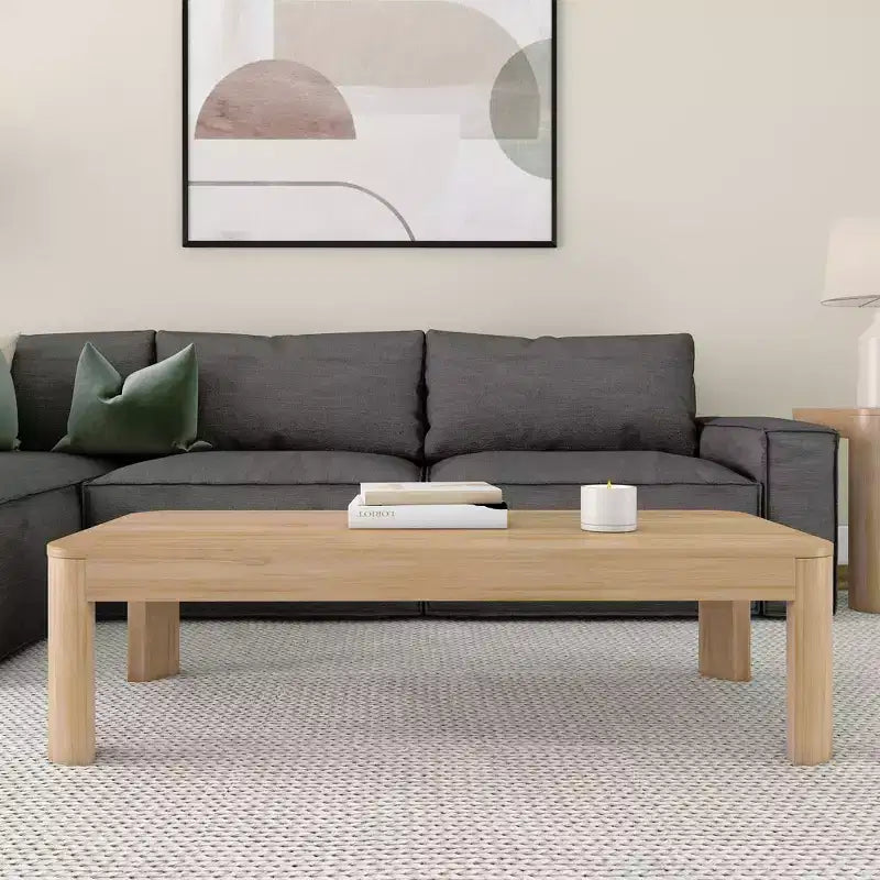 Table basse rectangulaire moderne Plank+Beam en bois massif 54, Table basse pour salon