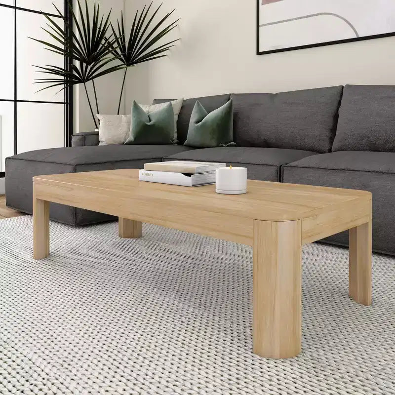 Table basse rectangulaire moderne Plank+Beam en bois massif 54, Table basse pour salon