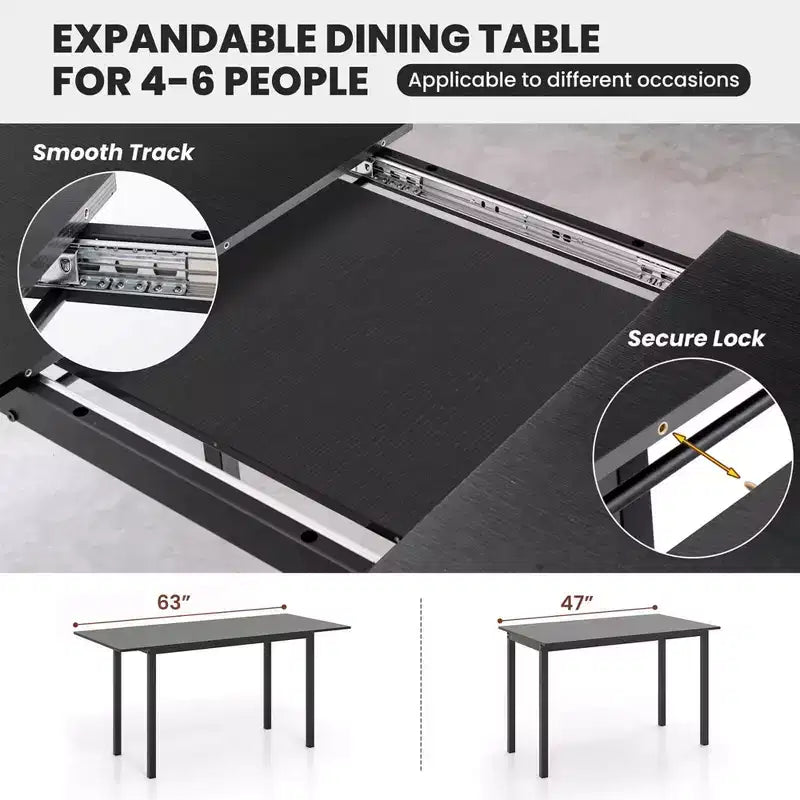 Costway Ensemble table à manger 3 pièces pour 4 à 6 personnes Table de cuisine de 160 cm avec 2 bancs Cadre en métal Noir/Noyer