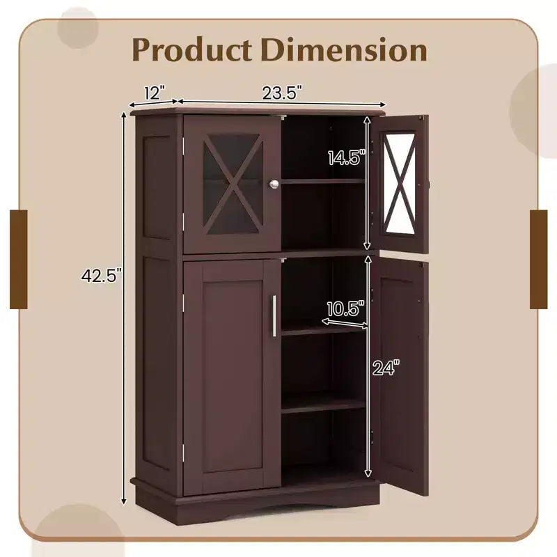 Meuble de rangement de salle de bain Costway, Armoire de rangement pour linge de maison avec portes et étagères réglables Noir/Gris/Marron/Blanc