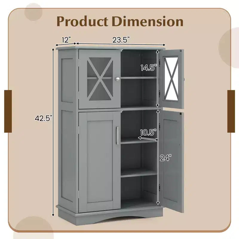 Meuble de rangement de salle de bain Costway, Armoire de rangement pour linge de maison avec portes et étagères réglables Noir/Gris/Marron/Blanc