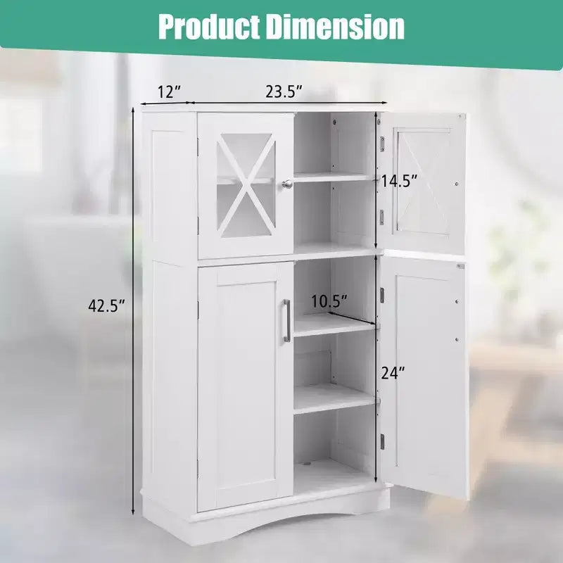 Meuble de rangement de salle de bain Costway, Armoire de rangement pour linge de maison avec portes et étagères réglables Noir/Gris/Marron/Blanc