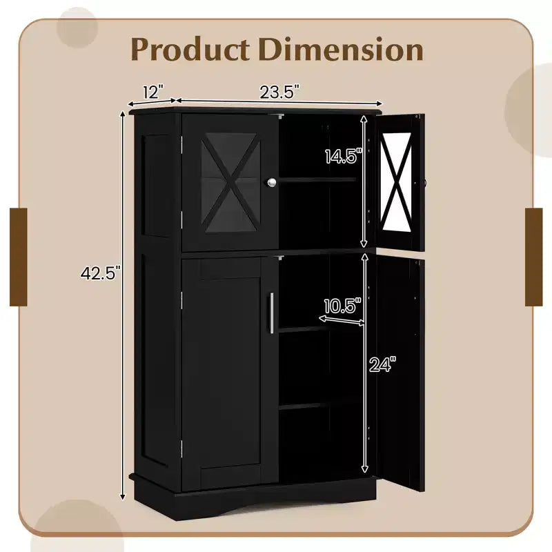 Meuble de rangement de salle de bain Costway, Armoire de rangement pour linge de maison avec portes et étagères réglables Noir/Gris/Marron/Blanc
