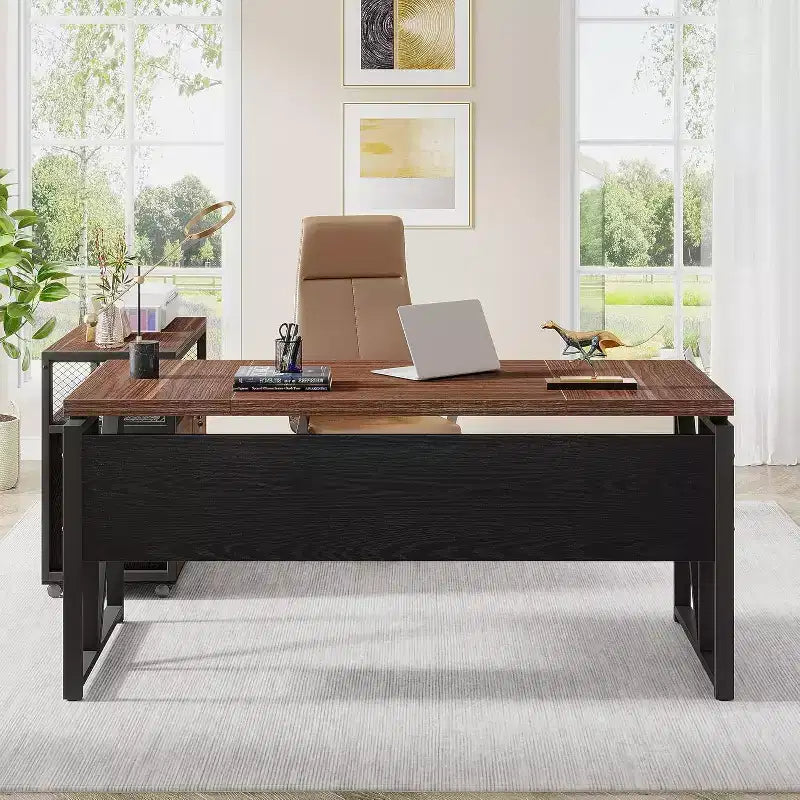 Bureau de direction en L Lantine 63 avec caisson à tiroirs