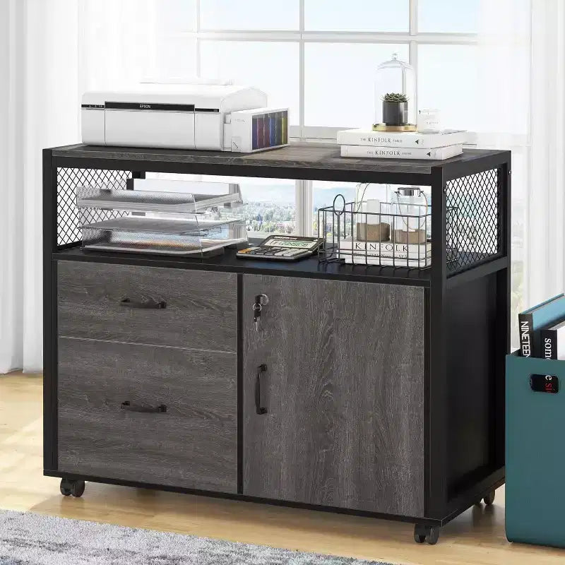 Bureau de direction en L Lantine 63 avec caisson à tiroirs
