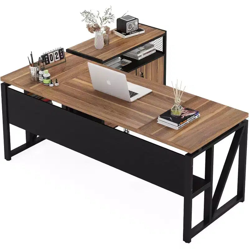 Bureau de direction en L Lantine 63 avec caisson à tiroirs