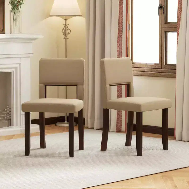 Costway Lot de 2/4 chaises de salle à manger en bois avec cadre en bois d'acacia et assise et dossier rembourrés Beige