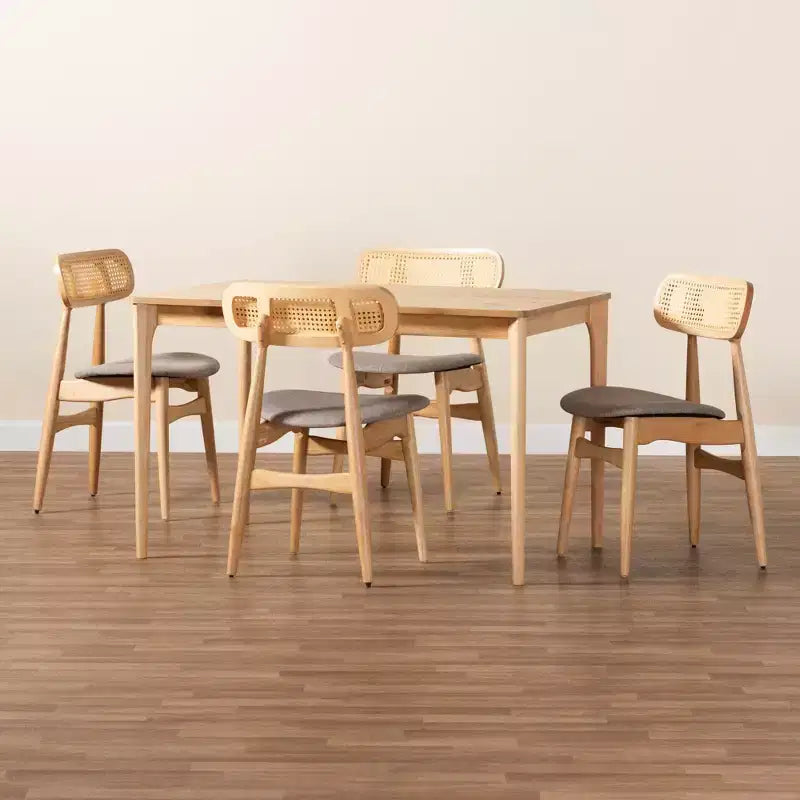 Ensemble de salle à manger 5 pièces Baxton Studio Tarana en bois de style moderne du milieu du siècle