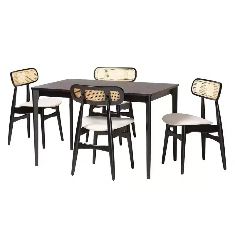 Ensemble de salle à manger 5 pièces Baxton Studio Tarana en bois de style moderne du milieu du siècle