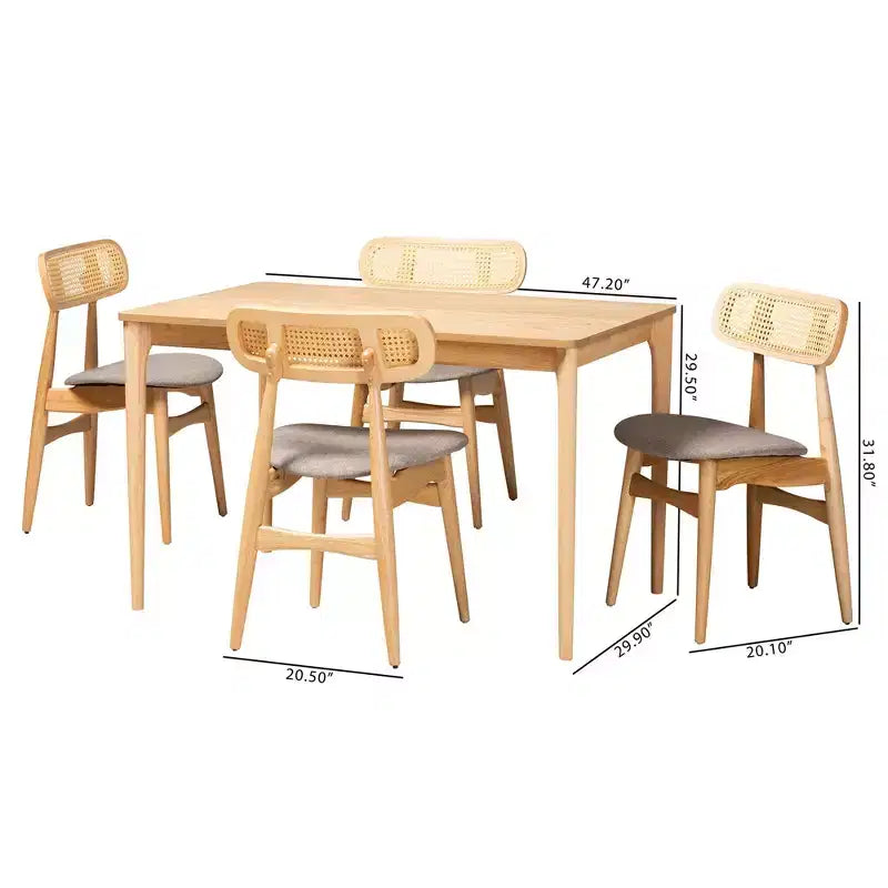 Ensemble de salle à manger 5 pièces Baxton Studio Tarana en bois de style moderne du milieu du siècle