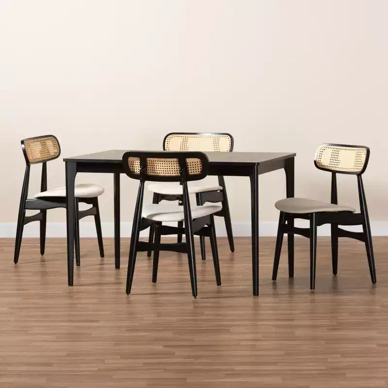 Ensemble de salle à manger 5 pièces Baxton Studio Tarana en bois de style moderne du milieu du siècle