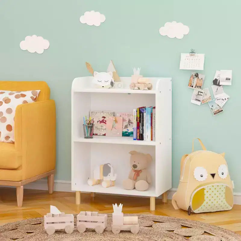 HOMLUX Organisateur de jouets pour enfants à 3 ou 4 niveaux, étagère bibliothèque en bois pour enfants, présentoir de livres, Blanc