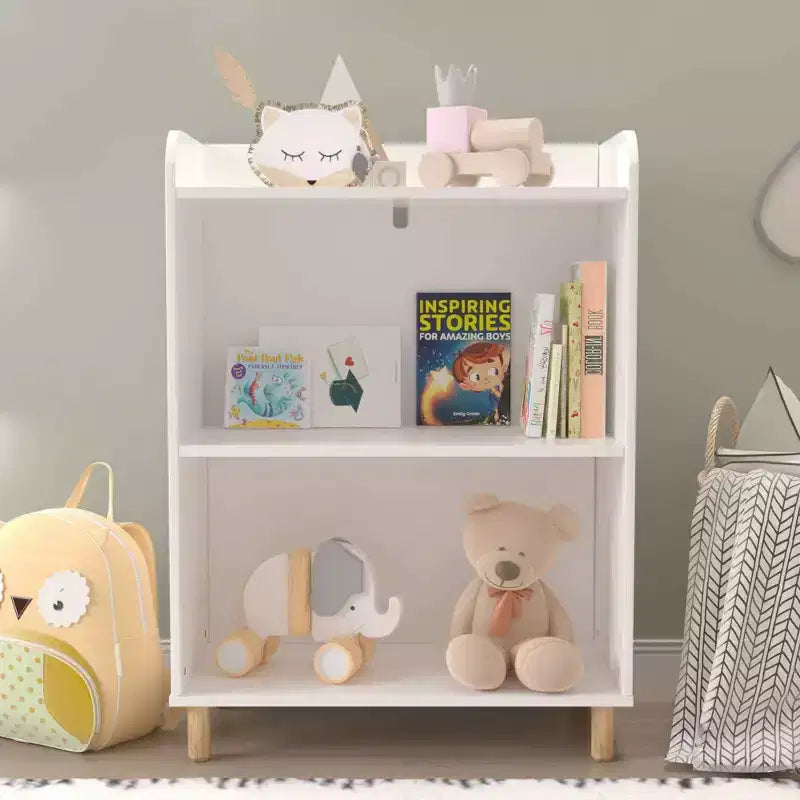 HOMLUX Organisateur de jouets pour enfants à 3 ou 4 niveaux, étagère bibliothèque en bois pour enfants, présentoir de livres, Blanc