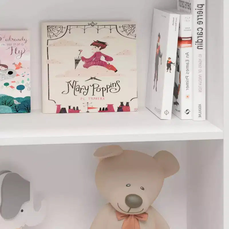 HOMLUX Organisateur de jouets pour enfants à 3 ou 4 niveaux, étagère bibliothèque en bois pour enfants, présentoir de livres, Blanc