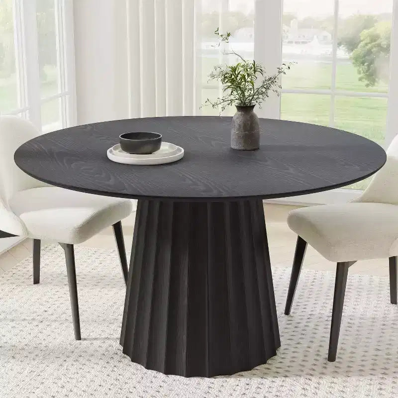 Dovelina Table à Manger Ronde Mid-Century en Bois pour 4 Personnes - 52