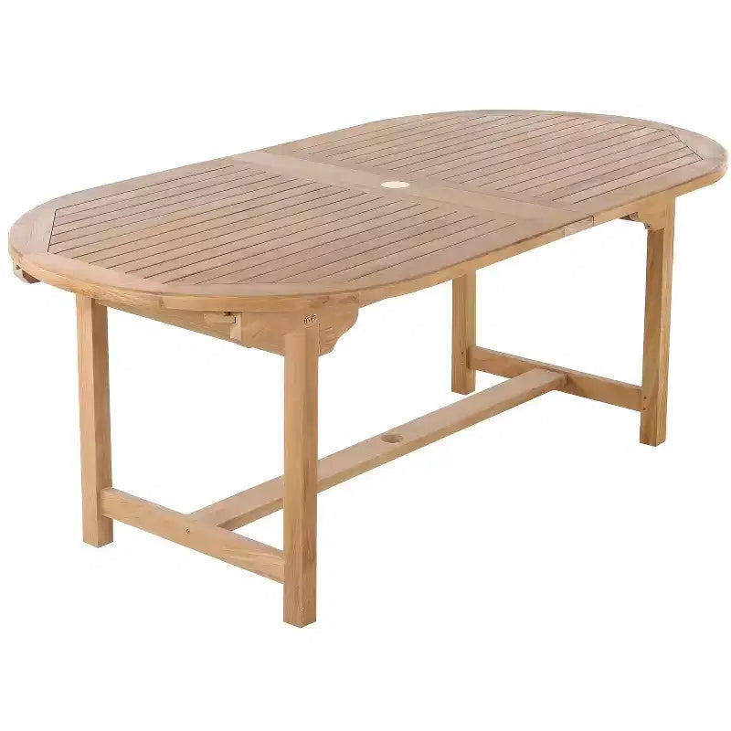 Table à manger d'extérieur Nordic Teak 79-118 réglable 6-8 personnes naturelle - Beige