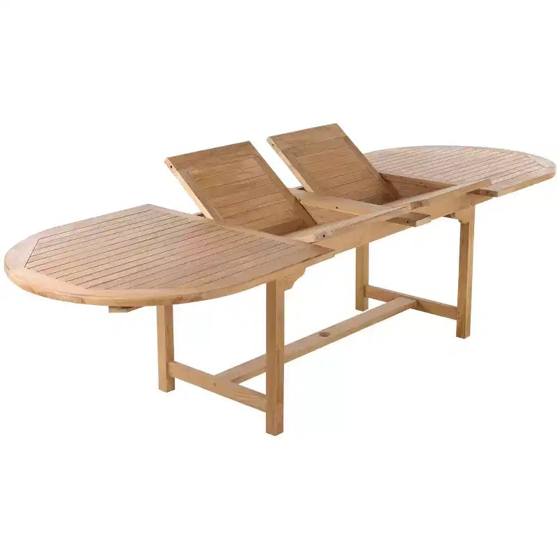 Table à manger d'extérieur Nordic Teak 79-118 réglable 6-8 personnes naturelle - Beige