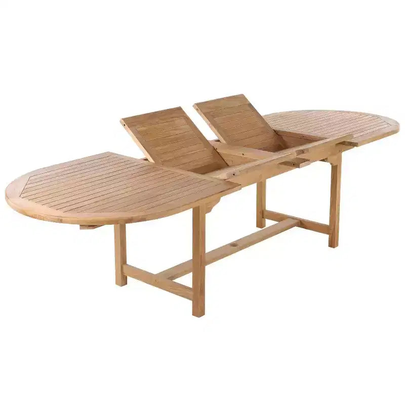Table à manger d'extérieur Nordic Teak 79-118 réglable 6-8 personnes naturelle - Beige