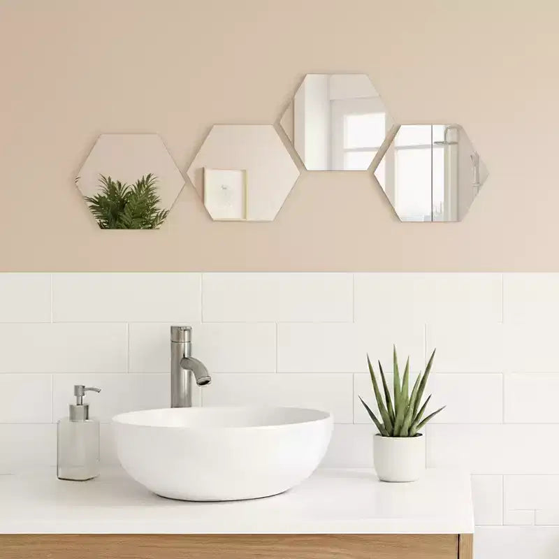 Evideco Articles ménagers français - Lot de 4 petits miroirs décoratifs autocollants – Disponibles en 8 formes uniques