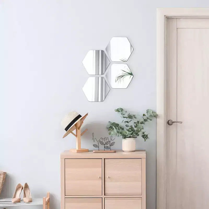 Evideco Articles ménagers français - Lot de 4 petits miroirs décoratifs autocollants – Disponibles en 8 formes uniques