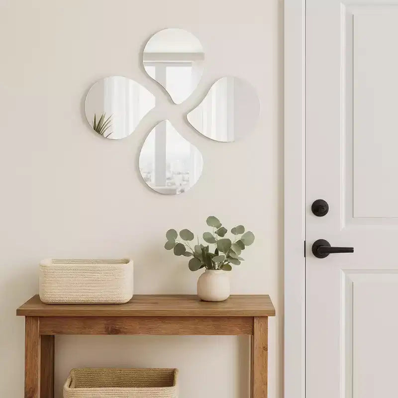 Evideco Articles ménagers français - Lot de 4 petits miroirs décoratifs autocollants – Disponibles en 8 formes uniques
