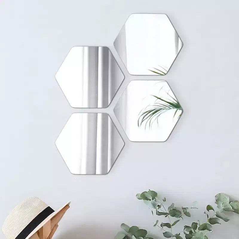 Evideco Articles ménagers français - Lot de 4 petits miroirs décoratifs autocollants – Disponibles en 8 formes uniques