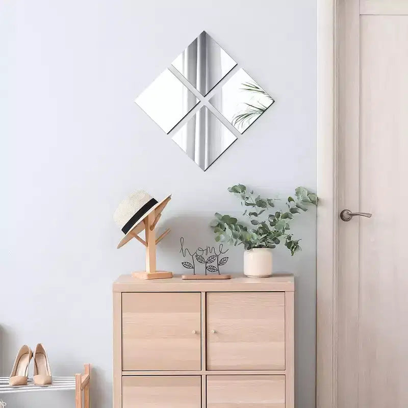 Evideco Articles ménagers français - Lot de 4 petits miroirs décoratifs autocollants – Disponibles en 8 formes uniques