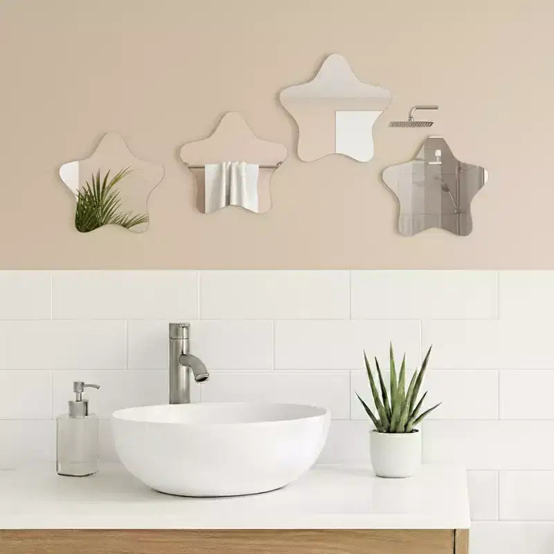 Evideco Articles ménagers français - Lot de 4 petits miroirs décoratifs autocollants – Disponibles en 8 formes uniques