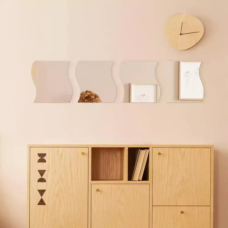 Evideco Articles ménagers français - Lot de 4 petits miroirs décoratifs autocollants – Disponibles en 8 formes uniques