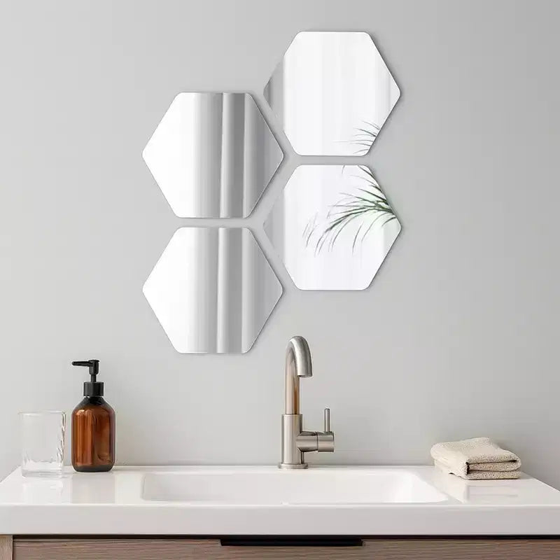 Evideco Articles ménagers français - Lot de 4 petits miroirs décoratifs autocollants – Disponibles en 8 formes uniques