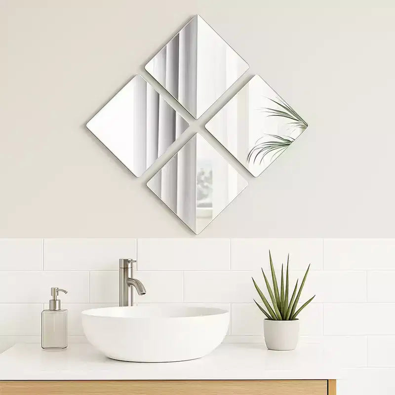 Evideco Articles ménagers français - Lot de 4 petits miroirs décoratifs autocollants – Disponibles en 8 formes uniques