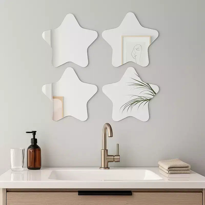 Evideco Articles ménagers français - Lot de 4 petits miroirs décoratifs autocollants – Disponibles en 8 formes uniques