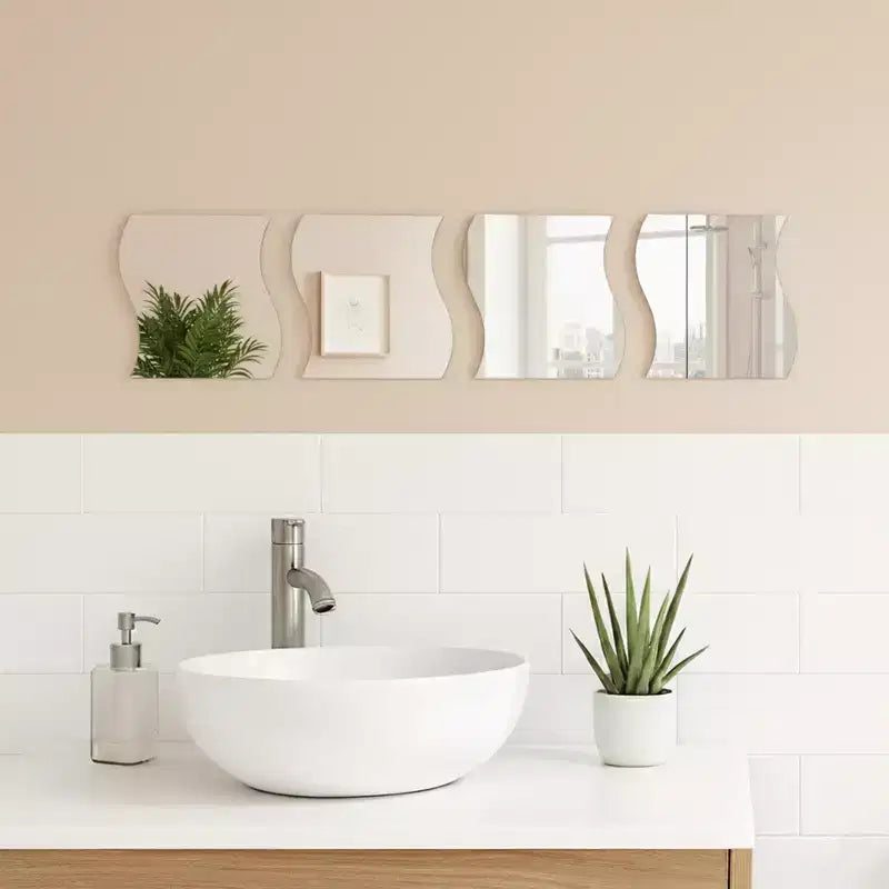 Evideco Articles ménagers français - Lot de 4 petits miroirs décoratifs autocollants – Disponibles en 8 formes uniques