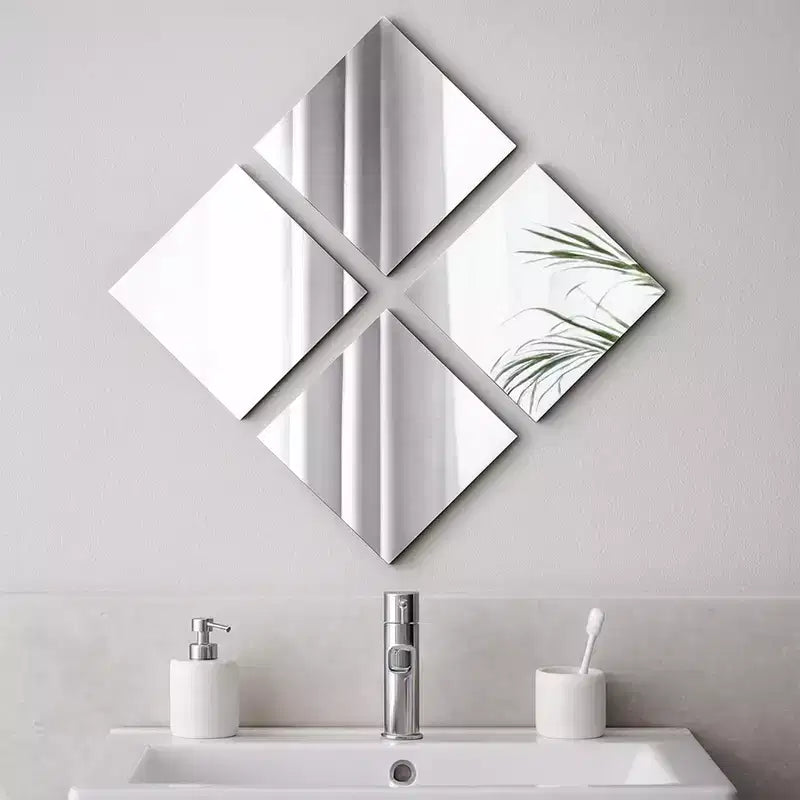 Evideco Articles de maison français – Lot de 4 grands miroirs décoratifs autocollants, disponibles en 3 formes – Parfait pour la décoration murale moderne dans n'importe quelle pièce