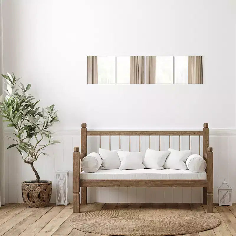Evideco Articles de maison français – Lot de 4 grands miroirs décoratifs autocollants, disponibles en 3 formes – Parfait pour la décoration murale moderne dans n'importe quelle pièce