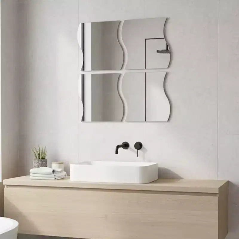 Evideco Articles de maison français – Lot de 4 grands miroirs décoratifs autocollants, disponibles en 3 formes – Parfait pour la décoration murale moderne dans n'importe quelle pièce