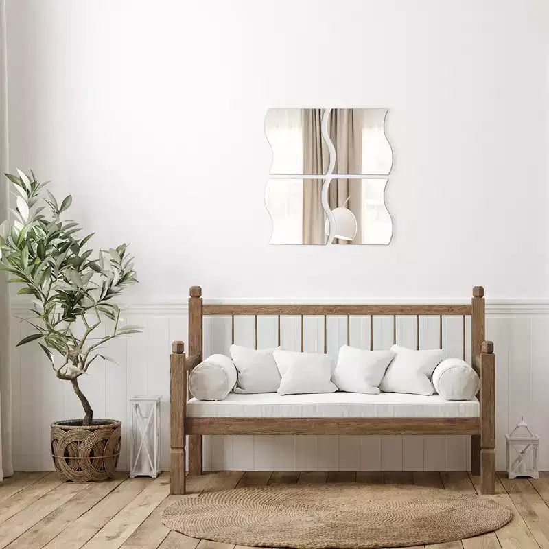 Evideco Articles de maison français – Lot de 4 grands miroirs décoratifs autocollants, disponibles en 3 formes – Parfait pour la décoration murale moderne dans n'importe quelle pièce