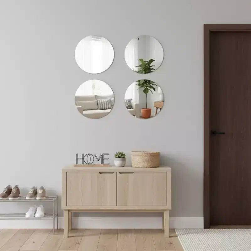 Evideco Articles de maison français – Lot de 4 grands miroirs décoratifs autocollants, disponibles en 3 formes – Parfait pour la décoration murale moderne dans n'importe quelle pièce