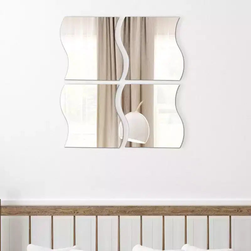 Evideco Articles de maison français – Lot de 4 grands miroirs décoratifs autocollants, disponibles en 3 formes – Parfait pour la décoration murale moderne dans n'importe quelle pièce