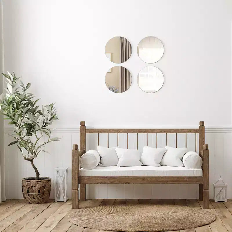 Evideco Articles de maison français – Lot de 4 grands miroirs décoratifs autocollants, disponibles en 3 formes – Parfait pour la décoration murale moderne dans n'importe quelle pièce