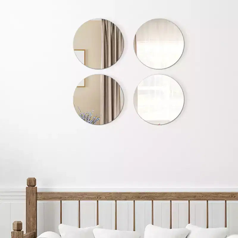 Evideco Articles de maison français – Lot de 4 grands miroirs décoratifs autocollants, disponibles en 3 formes – Parfait pour la décoration murale moderne dans n'importe quelle pièce