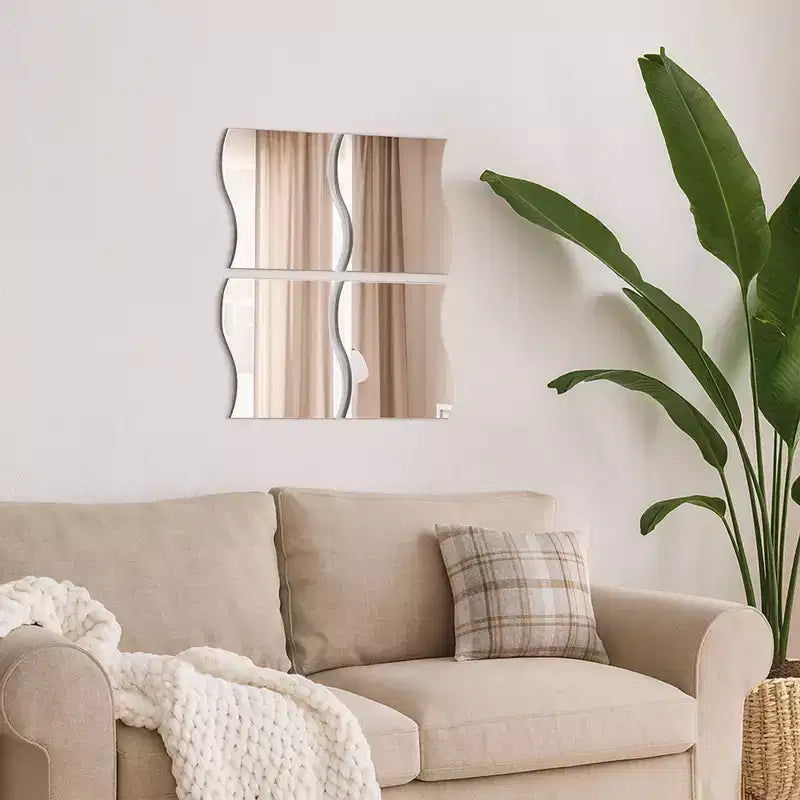 Evideco Articles de maison français – Lot de 4 grands miroirs décoratifs autocollants, disponibles en 3 formes – Parfait pour la décoration murale moderne dans n'importe quelle pièce