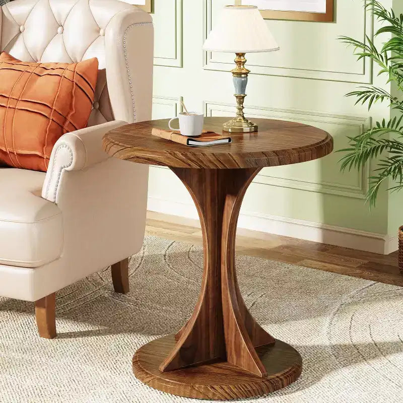 Tribesigns Petite table d'appoint ronde en bois pour salon