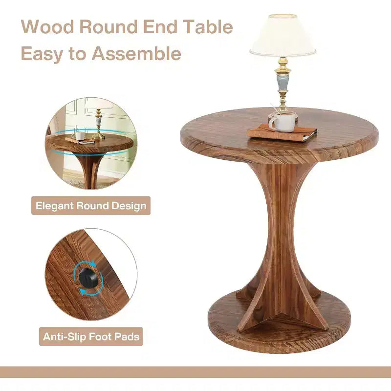 Tribesigns Petite table d'appoint ronde en bois pour salon