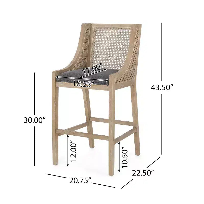 Christopher Knight Home Oneida Tabourets de bar 76 cm en tissu, bois et cannage (lot de 2)